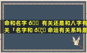 命和名字 🐠 有关还是和八字有关「名字和 🦟 命运有关系吗是不是迷信」